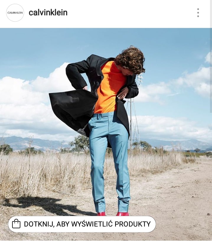 calvin klein na instagramie zdjecie z profilu z reklamą