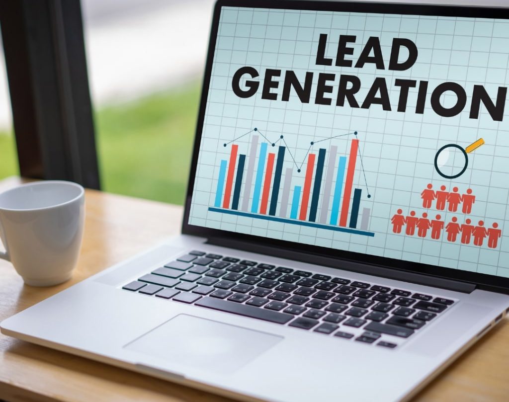 laptop który wyświetla napis lead generation